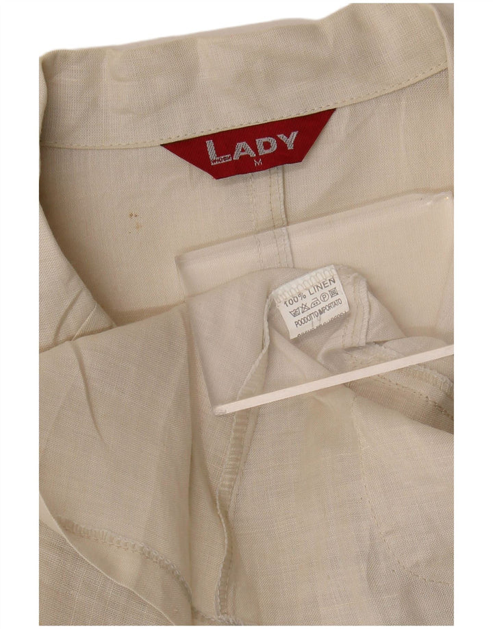 Damska bluzka koszulowa w stylu vintage UK 14 Medium Beige Linen