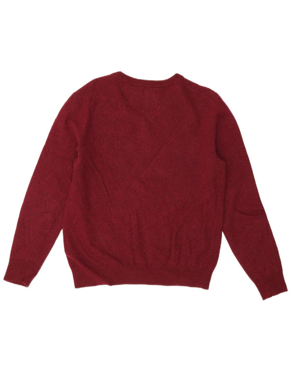 Sweter damski Gant z dekoltem w kształcie litery V, UK 14, duży, bordowy, z owczej wełny