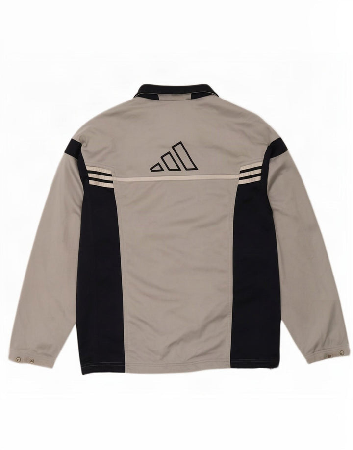 Adidas Męska bluza dresowa z grafiką, średnia szara, poliester z blokami kolorów