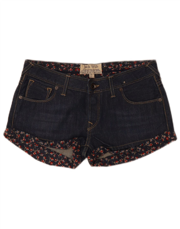 Damskie spodenki jeansowe JACK WILLS UK 8 Small W28 Granatowe kwiaty