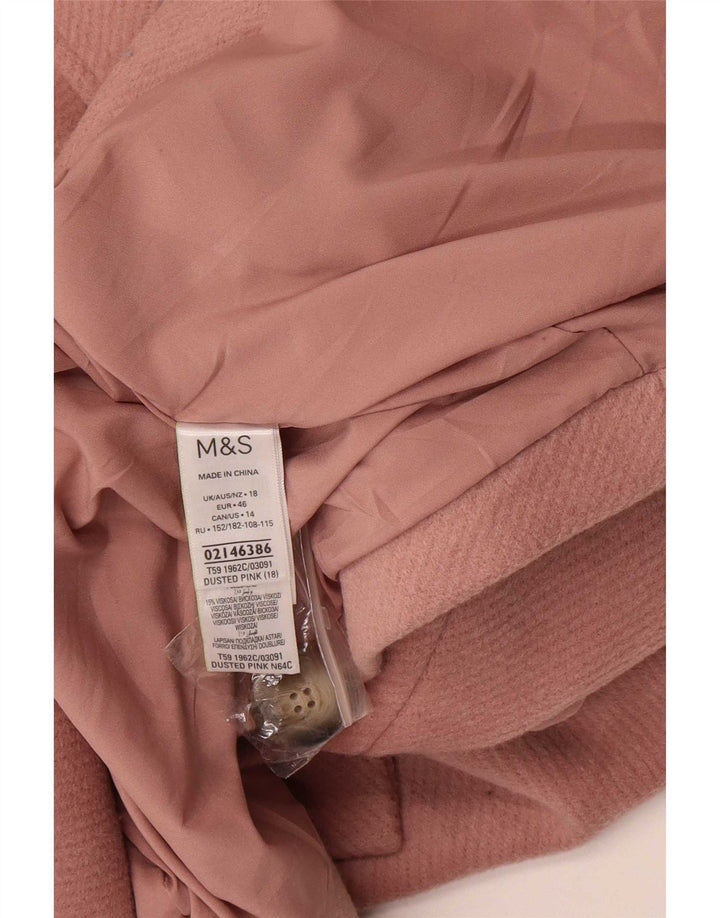 Marks & Spencer Damski płaszcz dwurzędowy UK 18 XL, różowy poliester