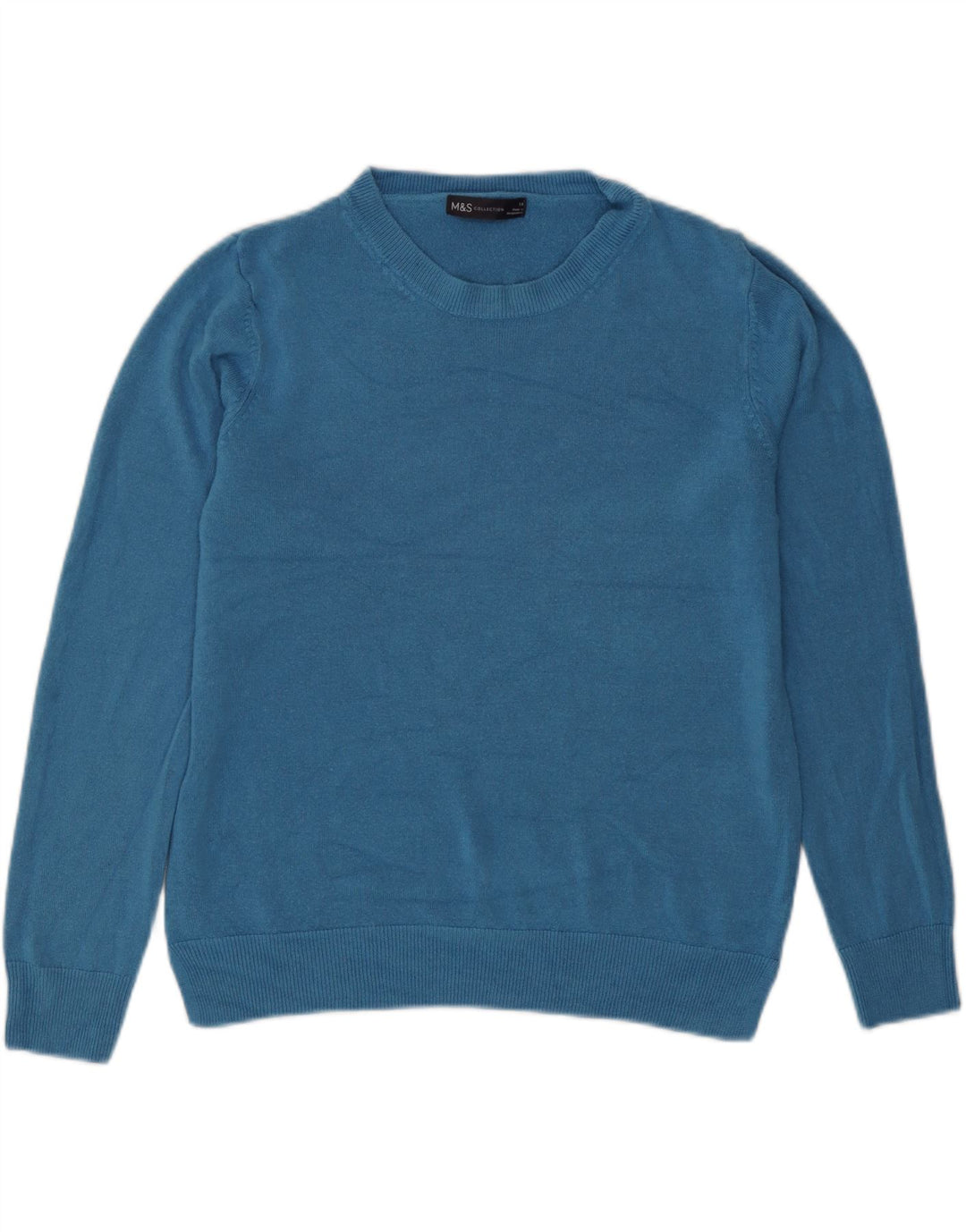Marks & Spencer Damski sweter z dekoltem w łódkę, UK 14, średni niebieski