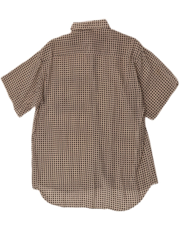 Vintage damska koszula z krótkim rękawem i długim rękawem UK 16, duża, biała pepitka