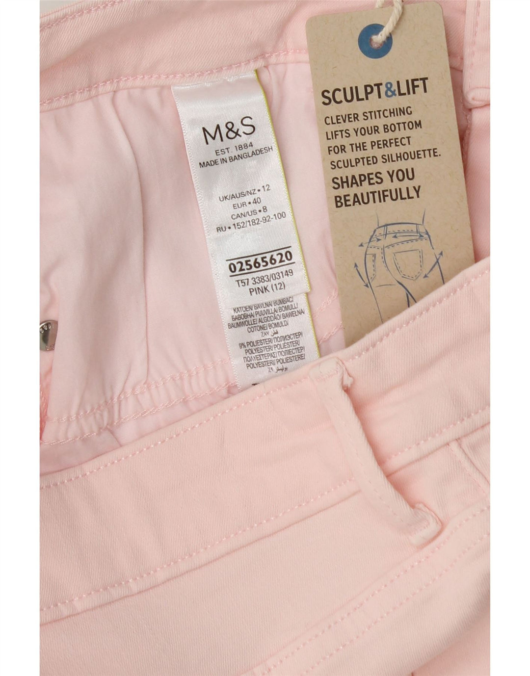 Damskie spodenki jeansowe MARKS & SPENCER UK 12 Medium W30 Różowa bawełna
