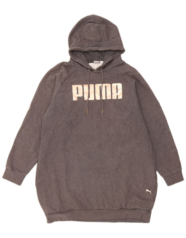 Damska bluza z kapturem Puma Longline Graphic UK 14 Średnia szara bawełna