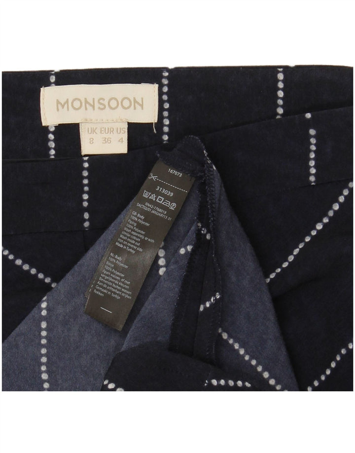MONSOON Womens A-Line Skirt UK 8 Small W28  Navy Blue Geometric Polyester