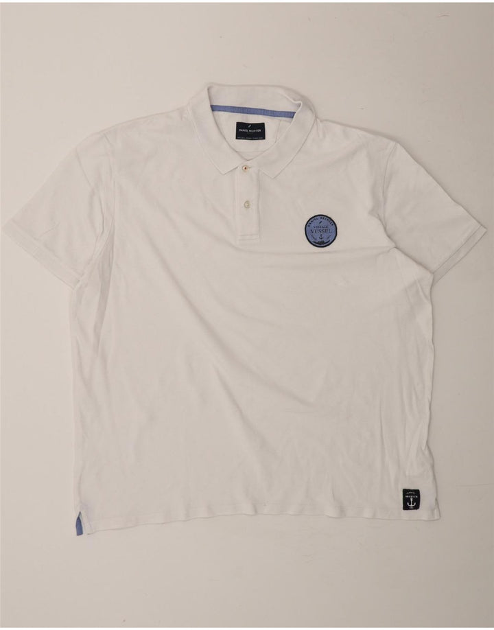 DANIEL HECHTER Mens Polo Shirt 3XL White Cotton Vintage Daniel Hechter and Second-Hand Daniel Hechter from Messina Hembry 