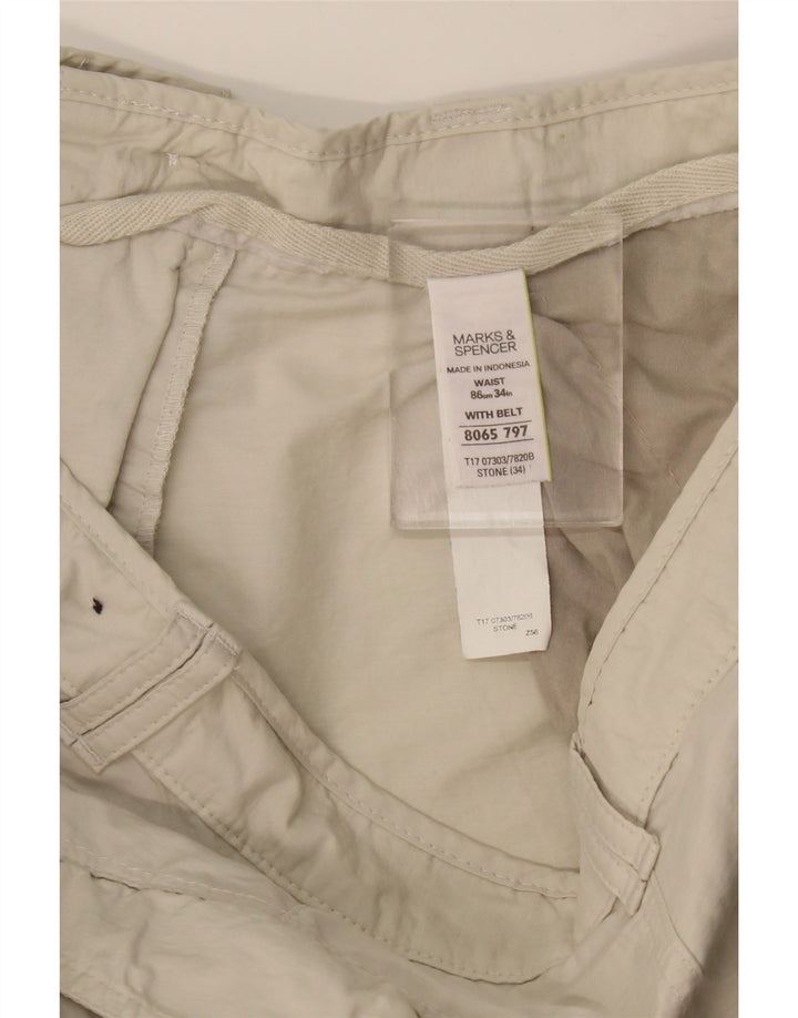 MARKS & SPENCER Męskie bermudy cargo W34, duże, beżowe, bawełniane