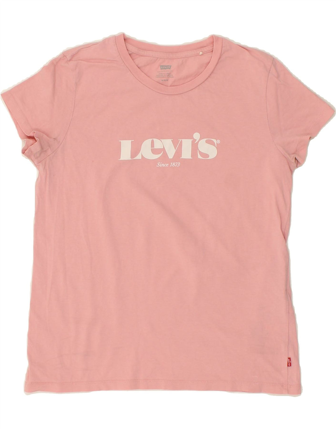 LEVI'S Womens Graphic T-Shirt Top UK 12 Medium Pink Cotton Vintage Levi's and Second-Hand Levi's from Messina Hembry 