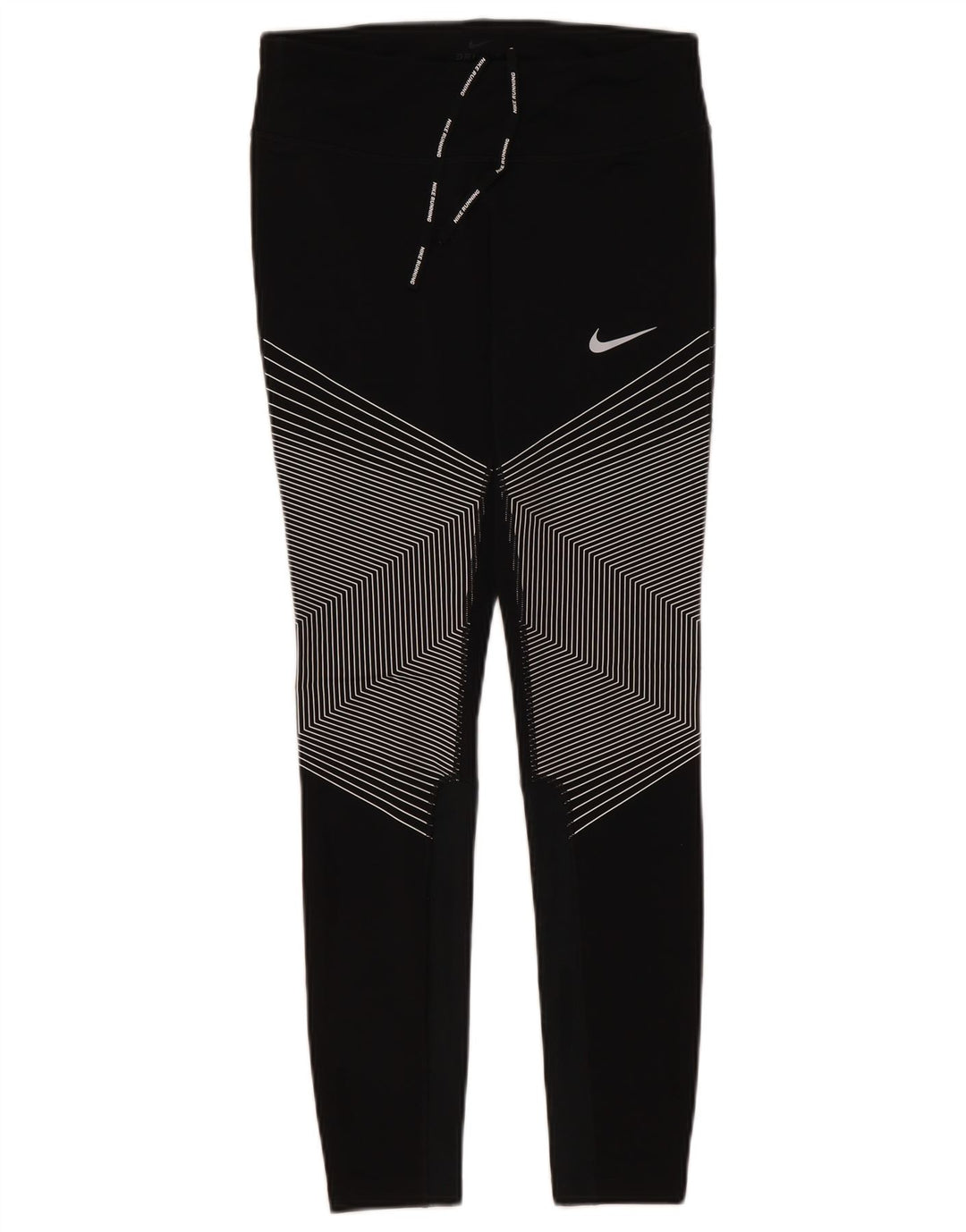 Damskie legginsy NIKE Dri Fit UK 10, małe, czarne, poliestrowe prążki