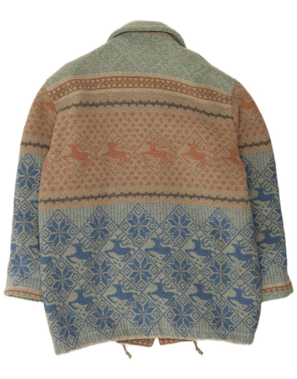 Damski płaszcz wiatrówka o luźnym kroju VINTAGE UK 16 Large Blue Fair Isle