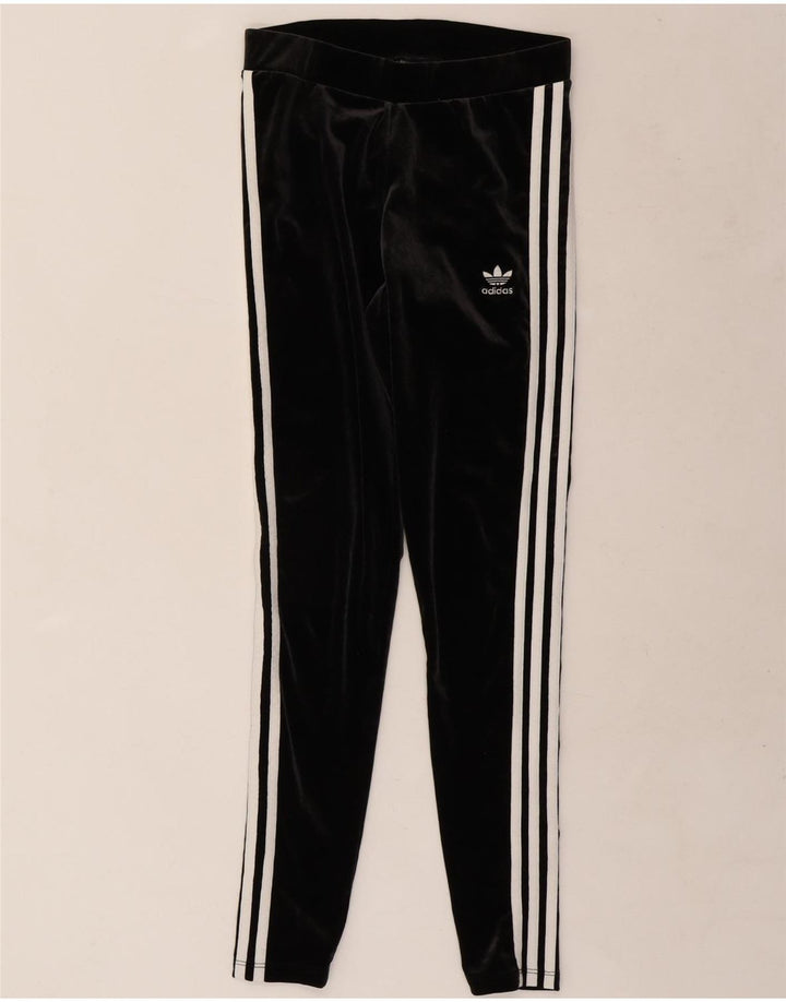 Damskie legginsy Adidas welurowe UK 12, średni czarny poliester