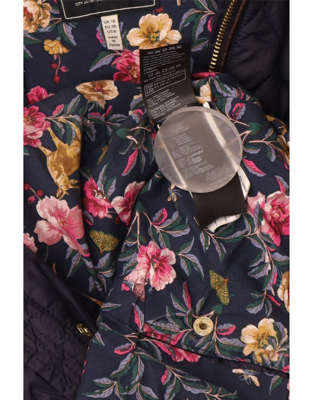 Damska pikowana kurtka JOULES UK 10, mała, granatowa, poliamidowa