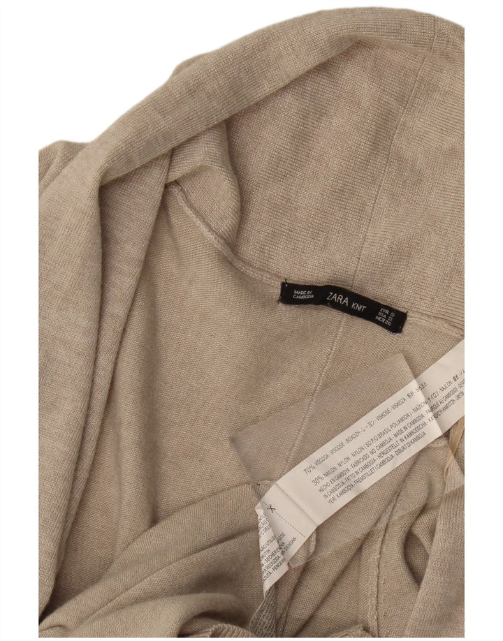 Sweter damski Zara z otwartym kardiganem UK 10 Small Beżowa wiskoza