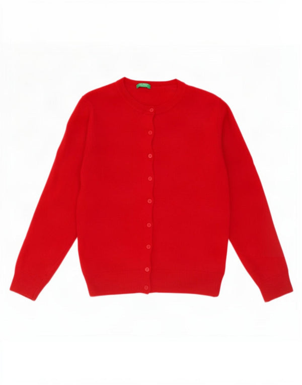 Sweter damski Benetton Crop Cardigan UK 10 Small Red Virgin Wool