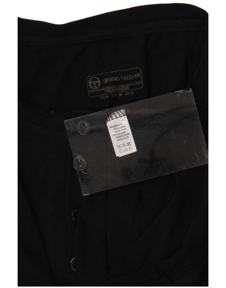 SERGIO TACCHINI Męski T-shirt Top Mały Czarny Bawełniany