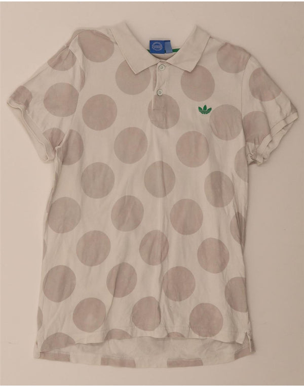 Męska koszulka polo Adidas, duża, biała, bawełniana w kropki