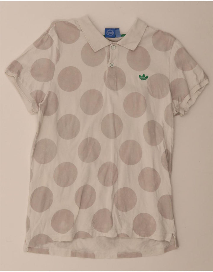 Męska koszulka polo Adidas, duża, biała, bawełniana w kropki