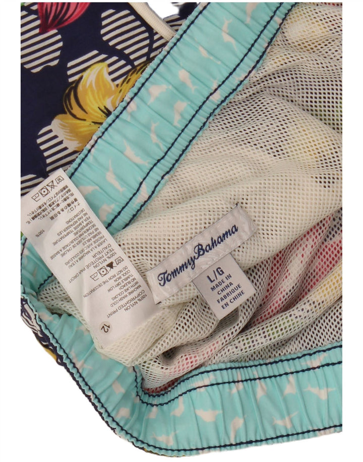 Męskie hawajskie spodenki kąpielowe Tommy Bahama, duży, granatowy, kwiatowy nylon