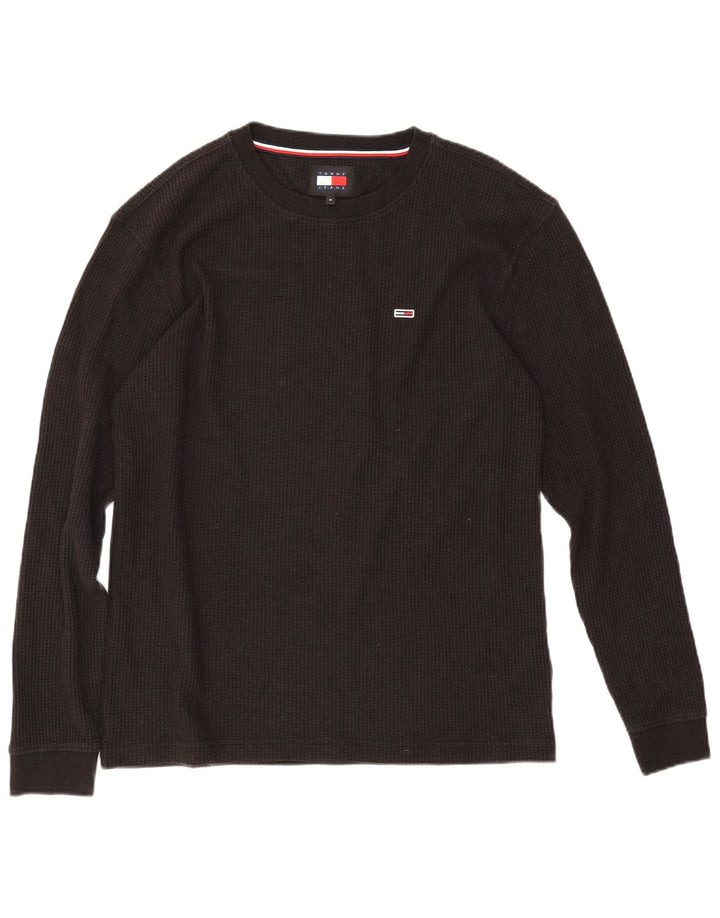 Męski top Tommy Hilfiger z długim rękawem, średnio czarny, bawełniany