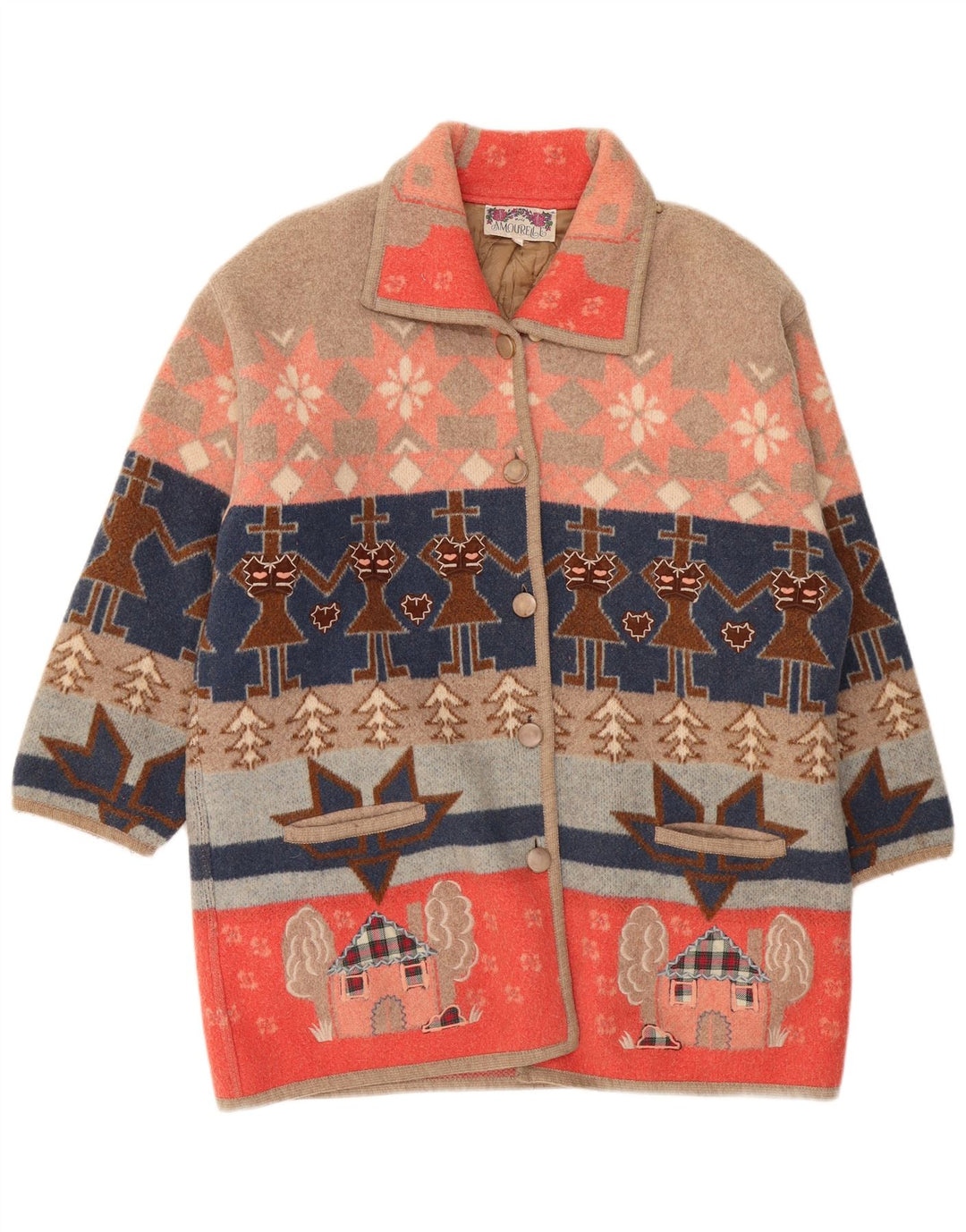 Płaszcz damski Amourelle UK 14 Średni wielobarwny Fair Isle Nowość