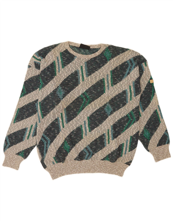 Vintage męski sweter z dekoltem w łódkę XL, wielokolorowe paski