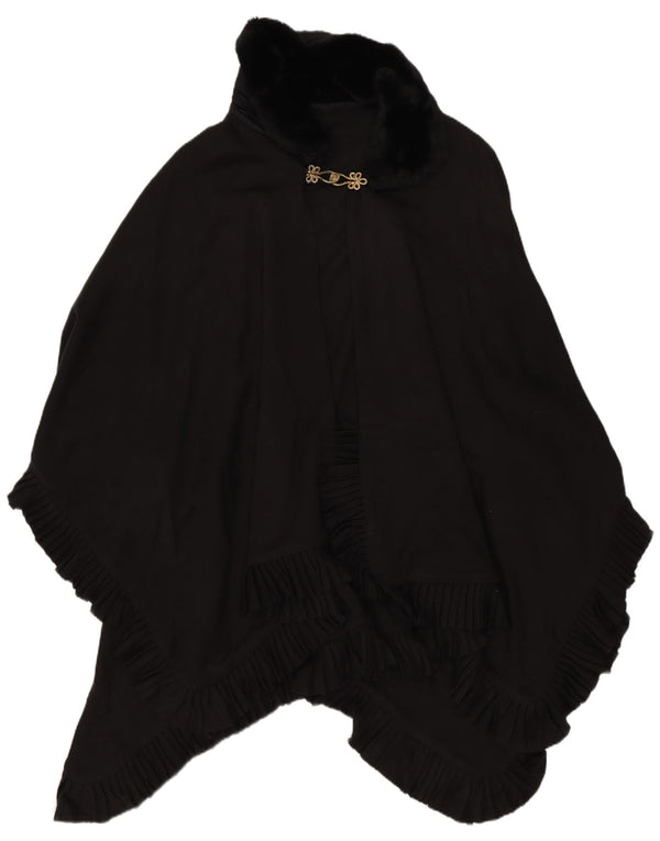 Vintage damski płaszcz poncho w jednym rozmiarze, czarny