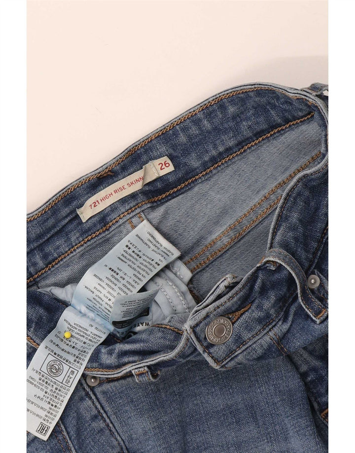 Damskie spodenki jeansowe Levi's 721 z wysokim stanem W26, małe, niebieskie, bawełniane
