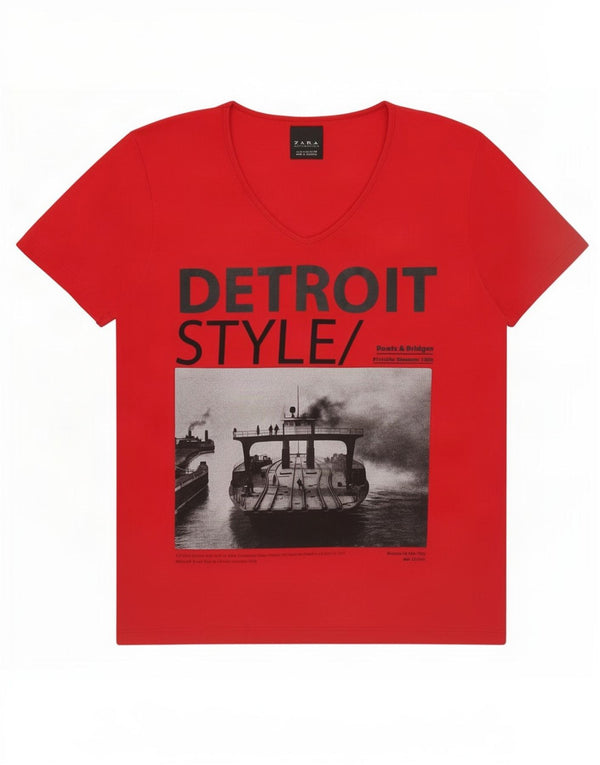 Męski T-shirt z grafiką Zara, średni czerwony