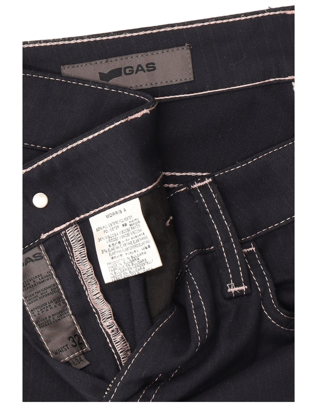 Proste spodnie damskie GAS W32 L26 Granatowy poliester