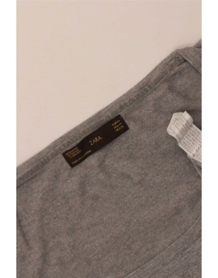 Damski sweter Zara z dekoltem w łódkę UK 12 Średni szary Rayon