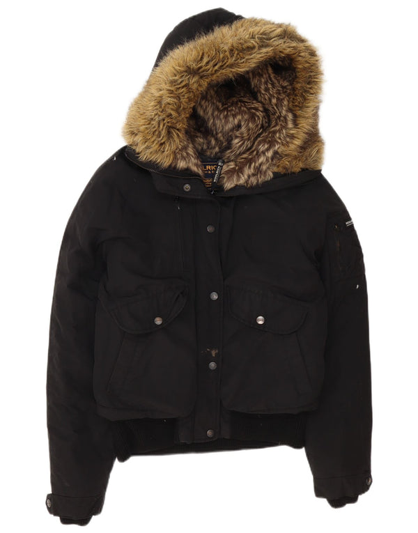 Damska ocieplana kurtka z kapturem Woolrich UK 14, średni czarny poliester