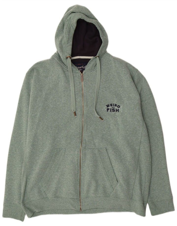 Męski sweter z kapturem i zamkiem Weird Fish, 3XL, zielony poliester