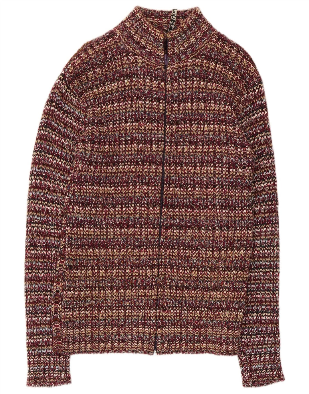 Sweter damski w stylu vintage, rozpinany UK 10, mały, wielobarwny akryl