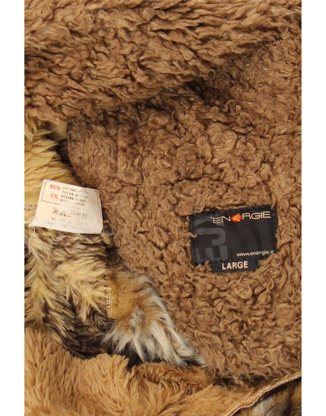 Kurtka męska Sherpa ENERGIE UK 40, duża, brązowa, patchworkowa, bawełniana