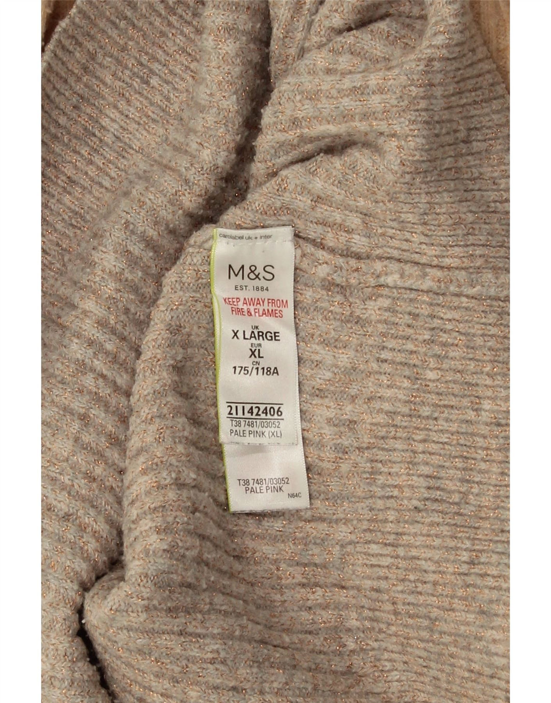 Marks & Spencer Damski sweter z golfem, UK 18 XL, beżowy