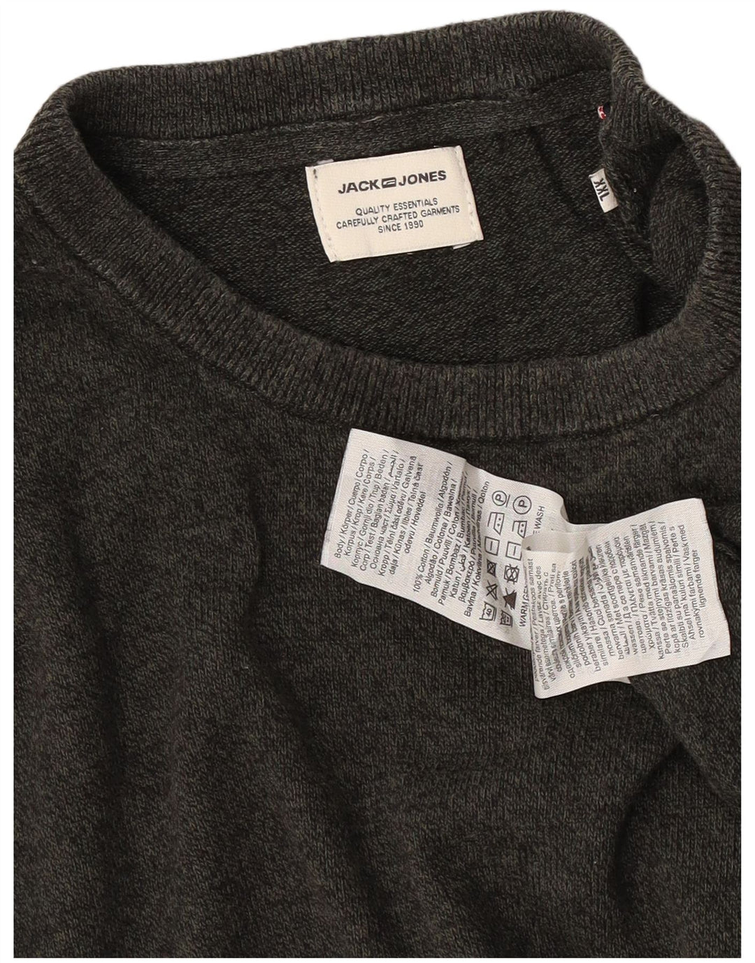 Męski sweter Jack & Jones z okrągłym dekoltem, 2XL, szara bawełna