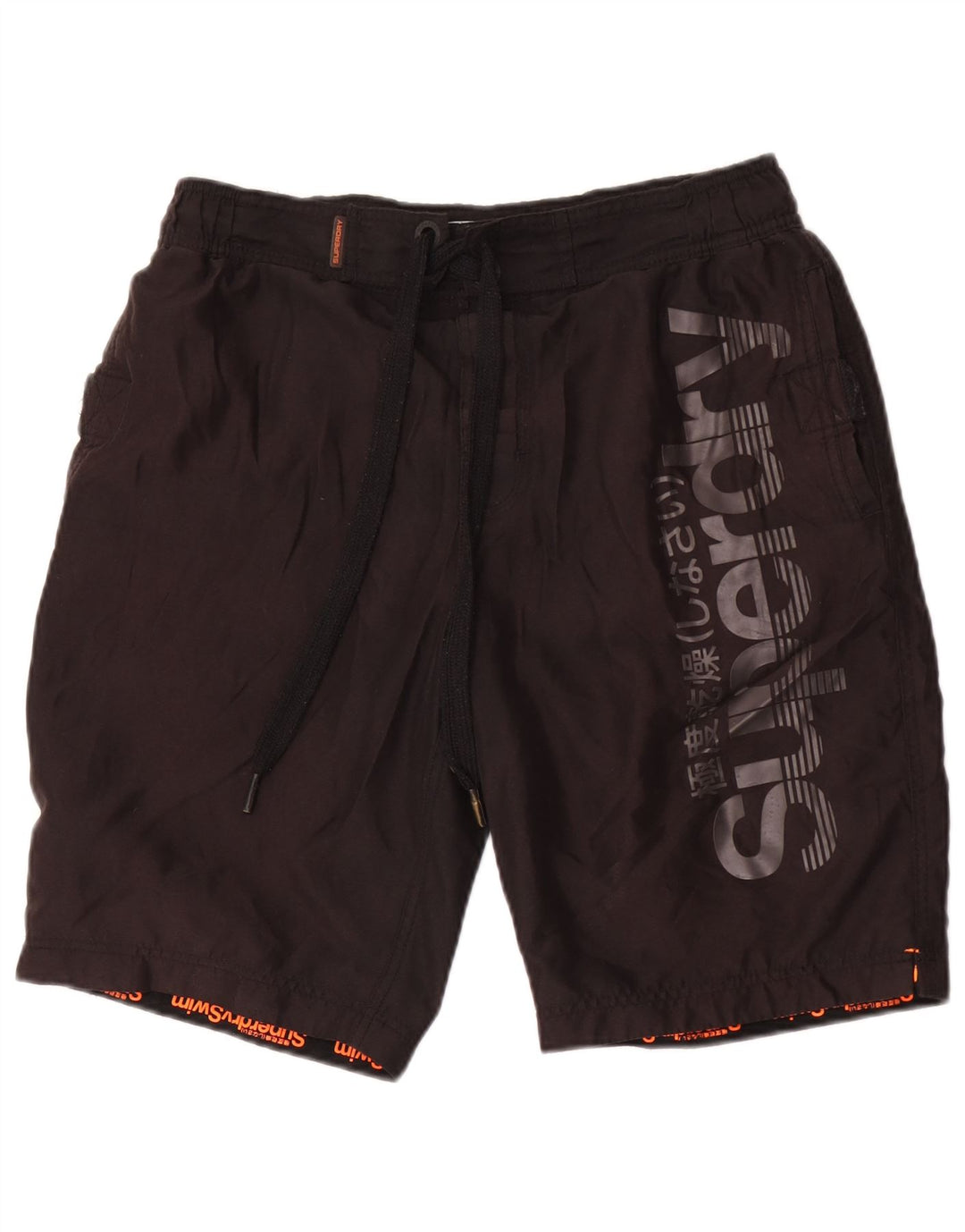 Męskie spodenki kąpielowe Superdry z grafiką, średni czarny poliester