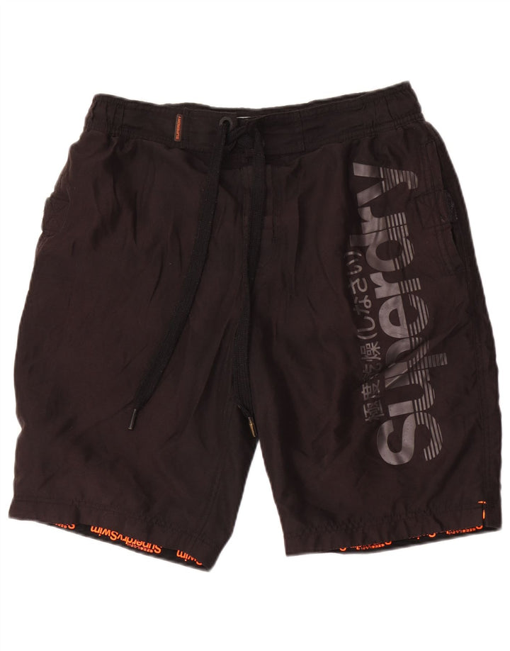 Męskie spodenki kąpielowe Superdry z grafiką, średni czarny poliester