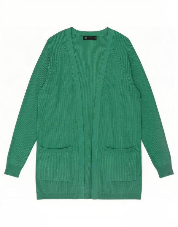Marks & Spencer Womens Open Cardigan Sweater UK 10 Small Green Viscose