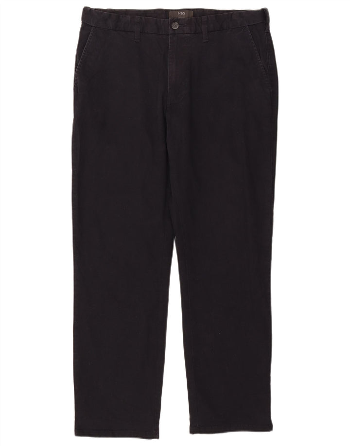 Męskie spodnie Chino Regular Marks & Spencer W34 L29 Czarne bawełniane
