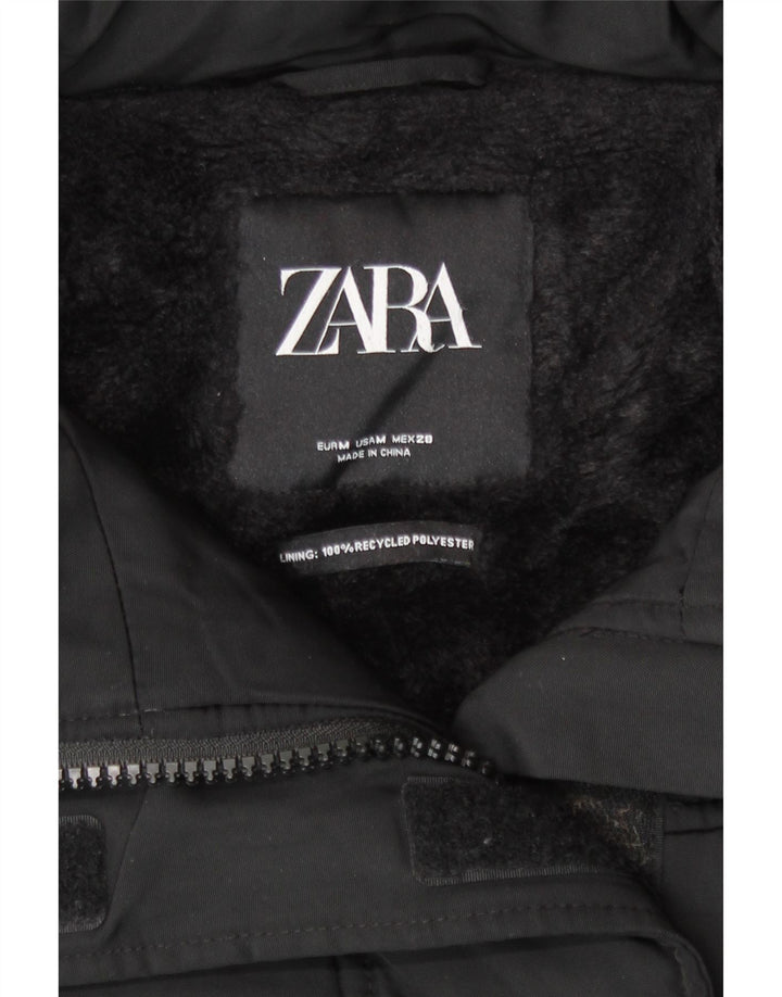 Damska kurtka Oversize Sherpa Padded Jacket Zara UK 14, średni czarny poliester