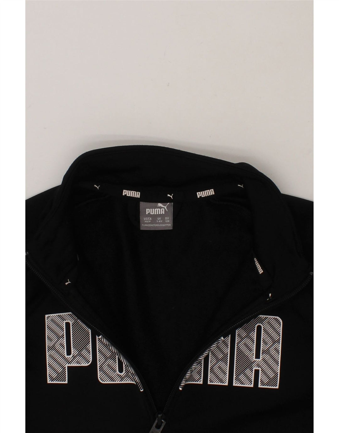 PUMA Boys Graphic Tracksuit Top Jacket 7-8 Years Black Polyester Vintage Puma and Second-Hand Puma from Messina Hembry 