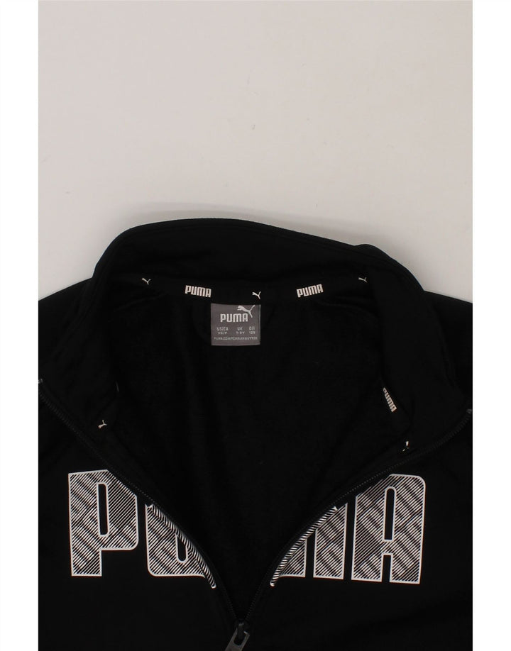 PUMA Boys Graphic Tracksuit Top Jacket 7-8 Years Black Polyester Vintage Puma and Second-Hand Puma from Messina Hembry 