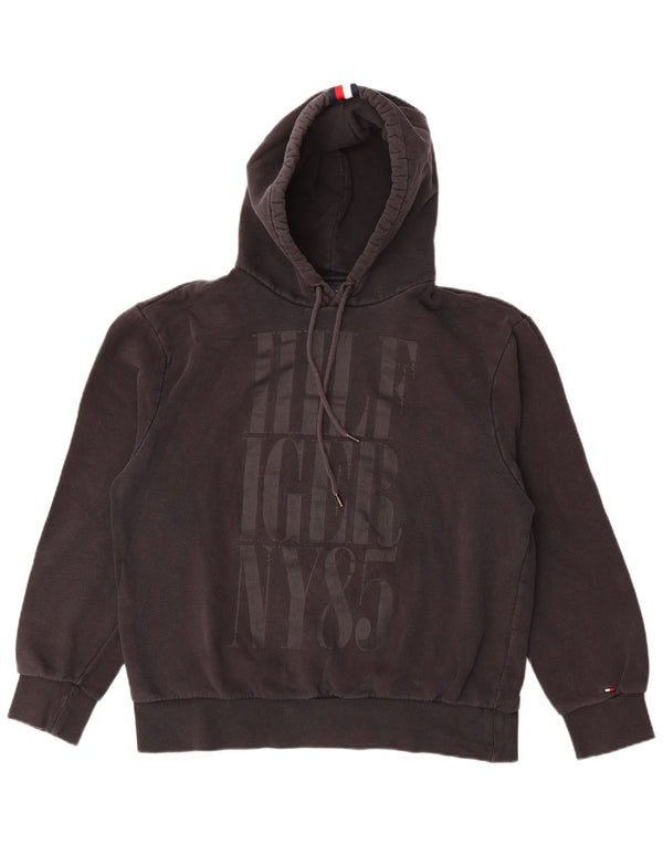 Damski sweter z kapturem i grafiką Tommy Hilfiger UK 16, duży, czarny, bawełniany