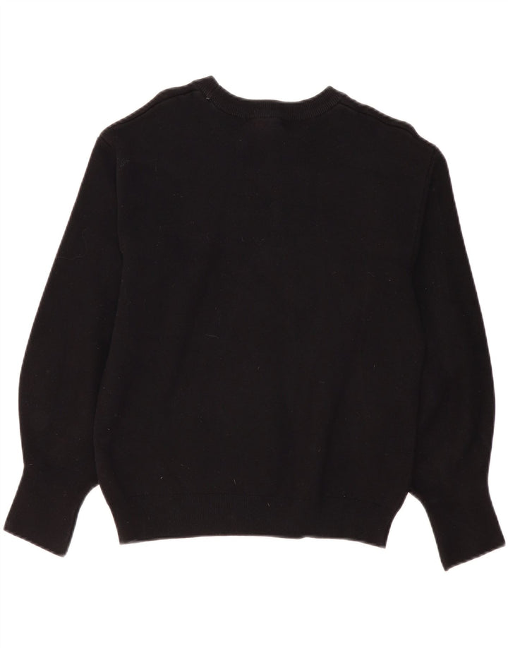 GUESS Womens Graphic Crew Neck Jumper Sweater UK 10 Small Black