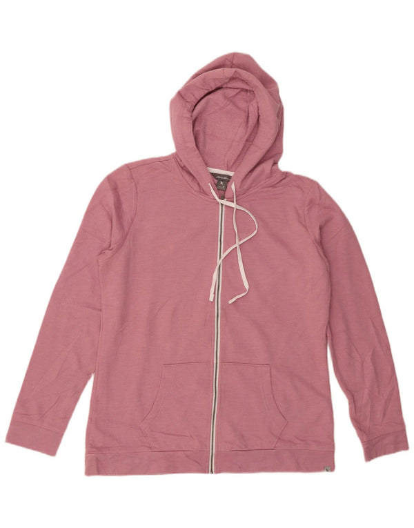 Eddie Bauer Womens Zip Hoodie Sweater UK 14 Medium Pink Cotton