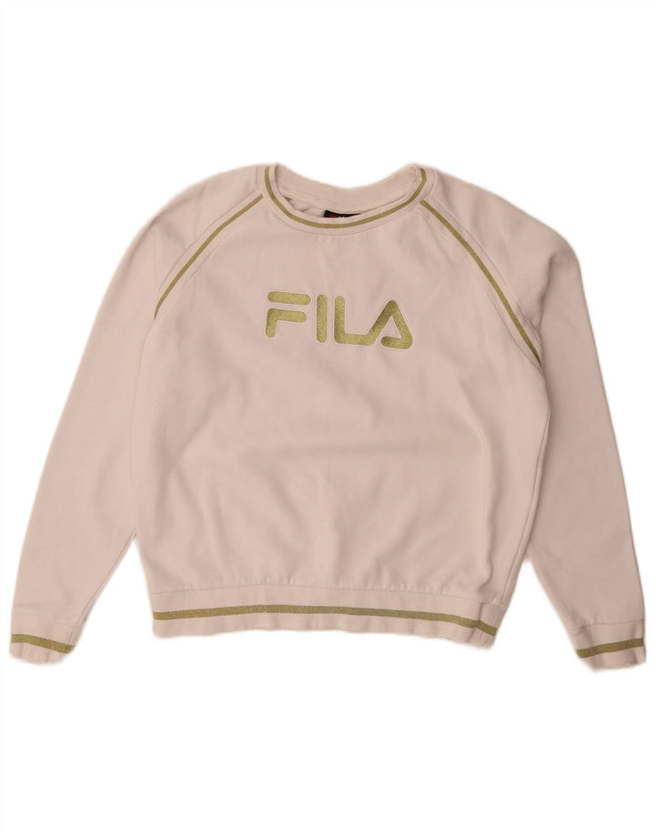 Damska bluza Fila Oversize z grafiką, UK 10, mała, biała bawełna