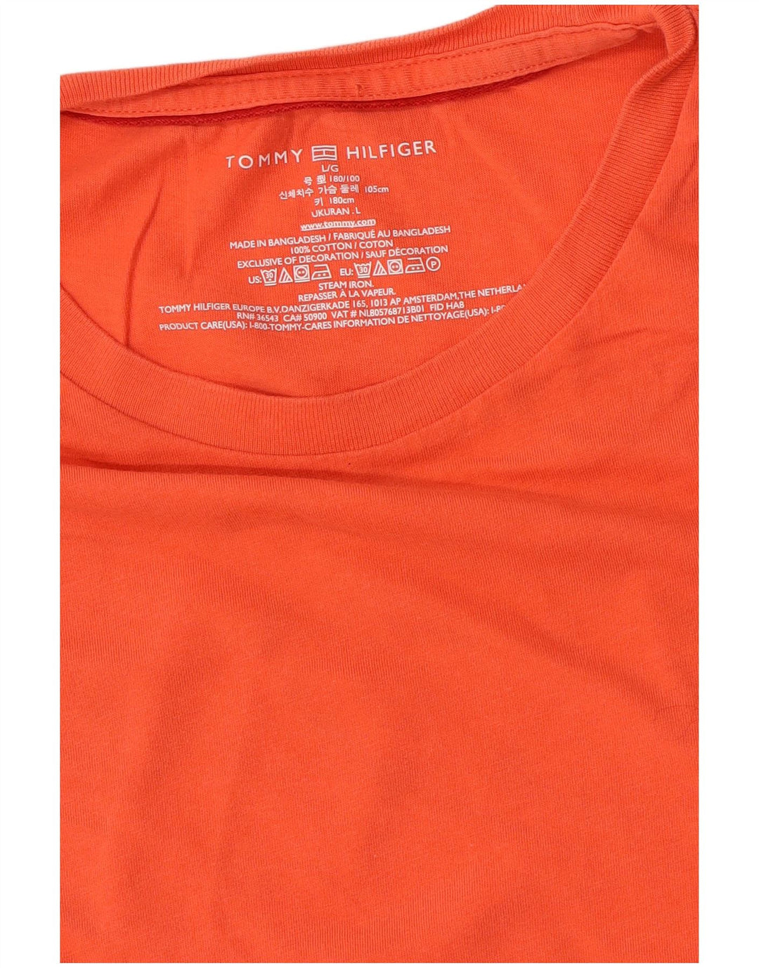 T-shirt męski Tommy Hilfiger, duży, pomarańczowy, bawełniany