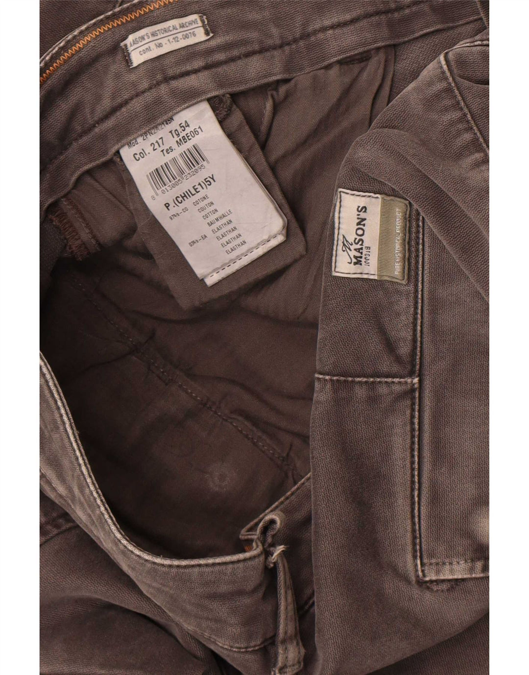 Męskie spodnie cargo Mason's Slim Fit W36 L34 Szara bawełna
